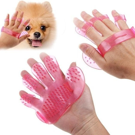 Rubber pet grooming glove brush