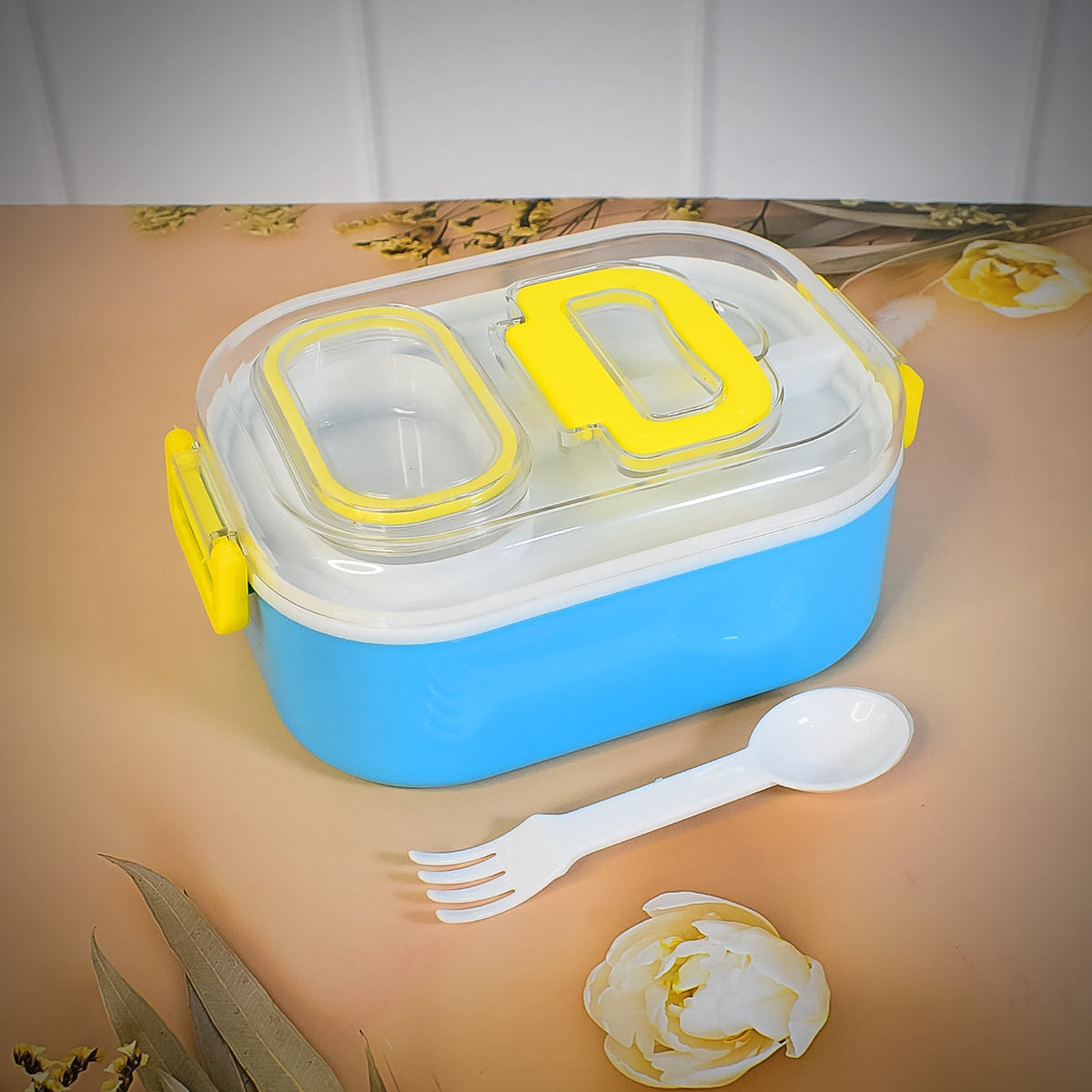 Kids lunch box with spoon and fork