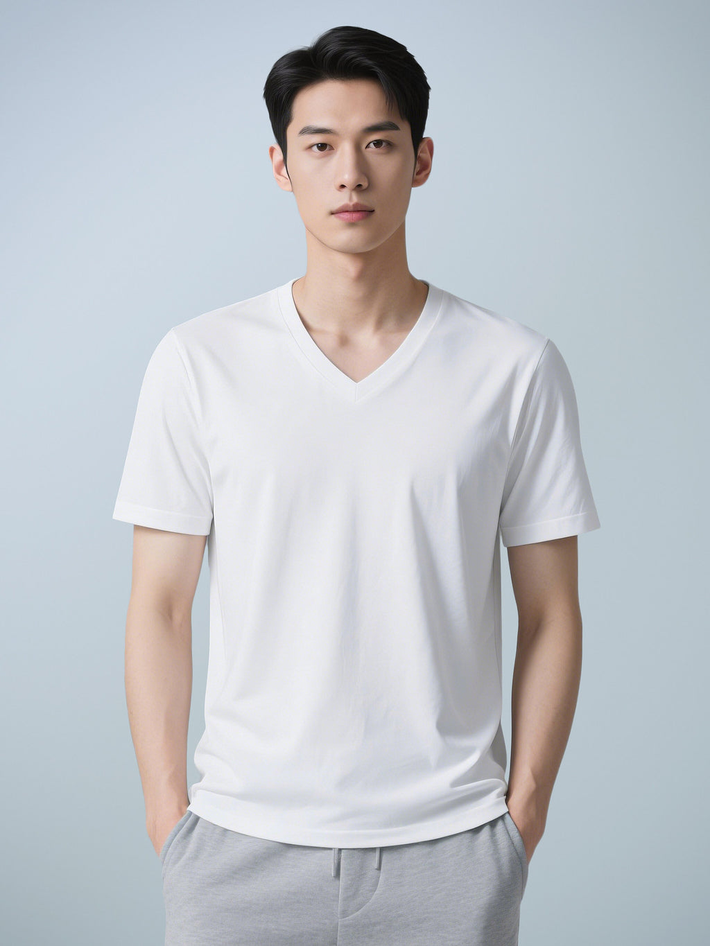 Men’s Casual Solid-Color Crew-Neck T-Shirt