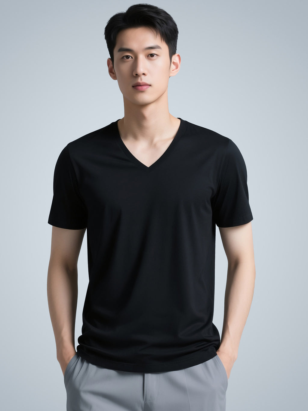 Men’s Casual Solid-Color Crew-Neck T-Shirt