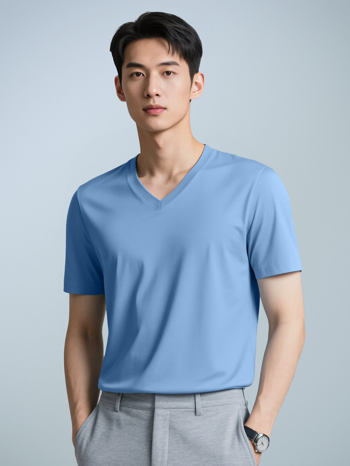 Men’s Casual Solid-Color Crew-Neck T-Shirt
