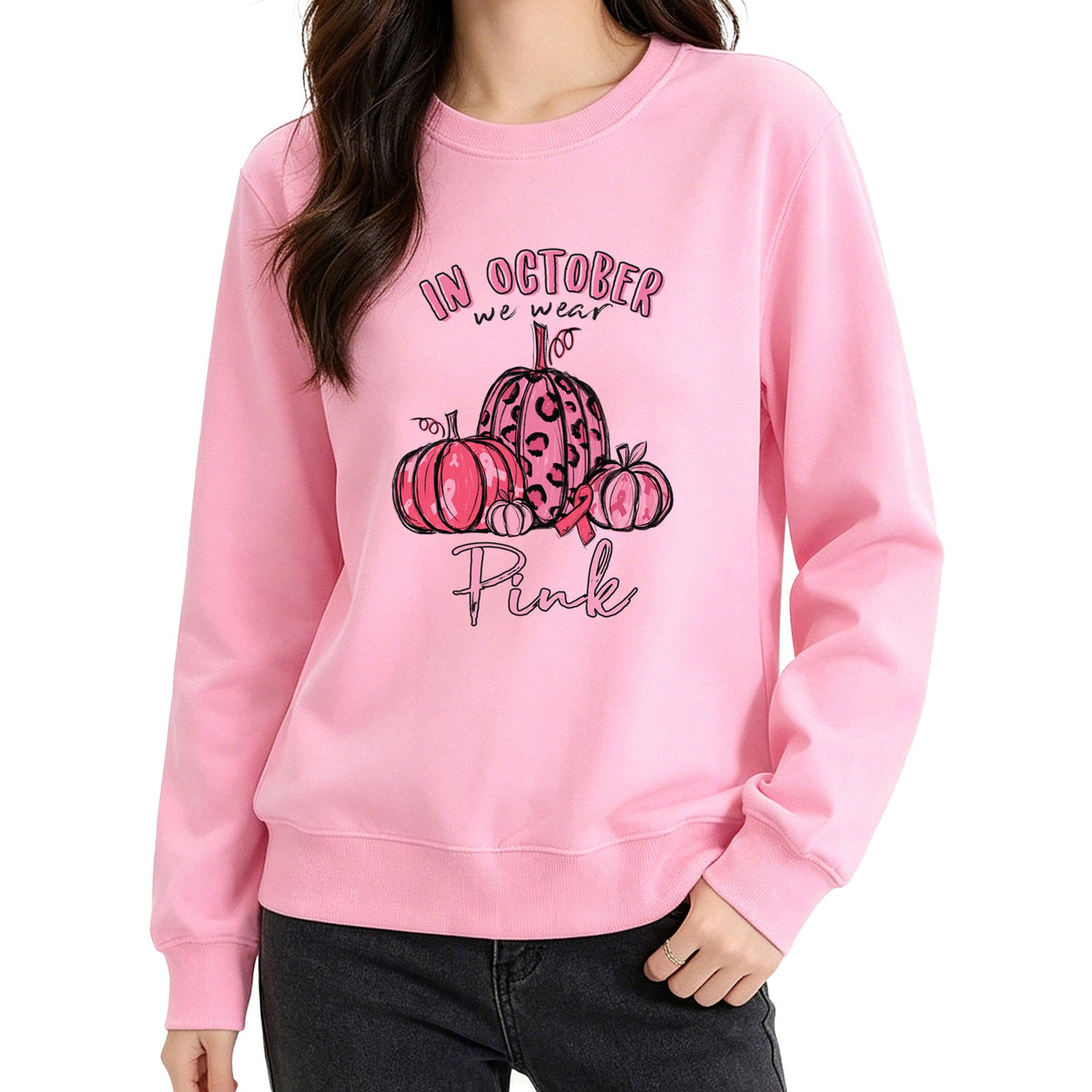 Round neck printed hoodie