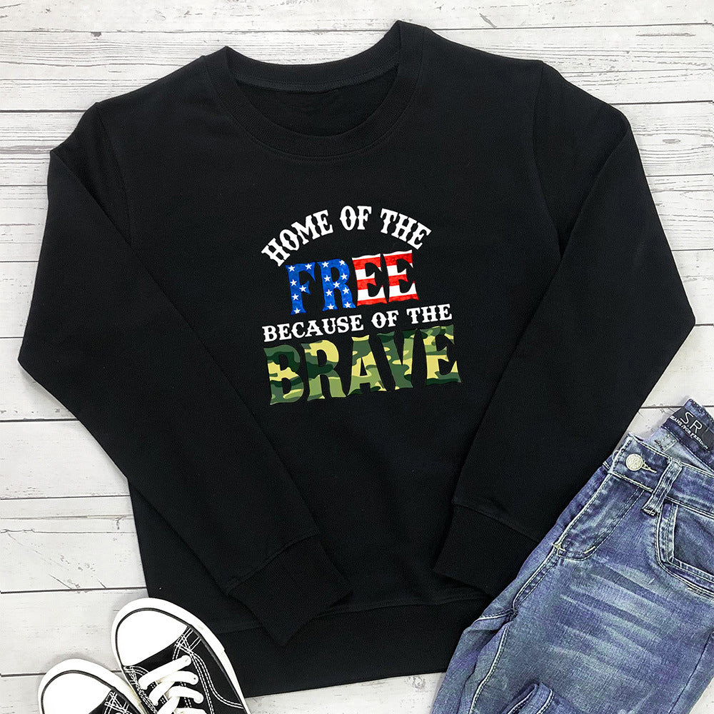 FREE BRAVE letter colored printed hoodie