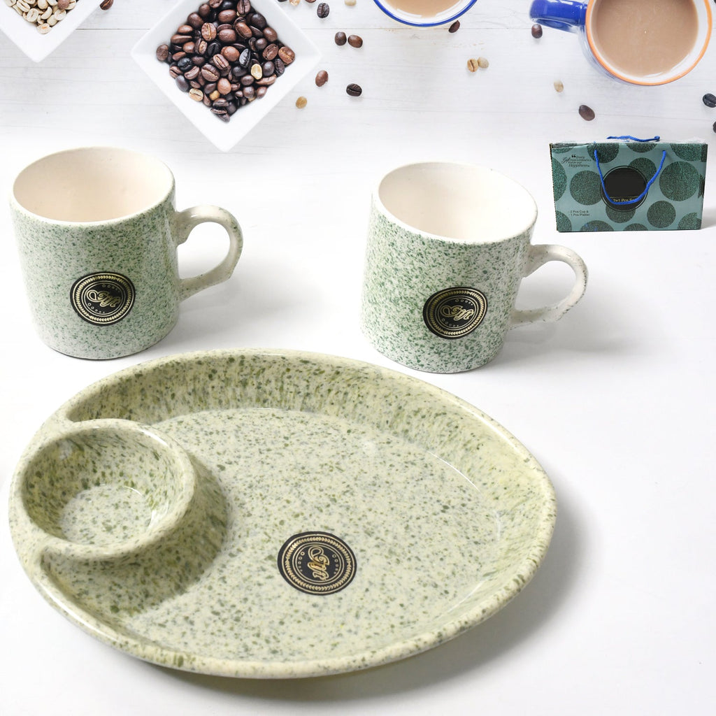 8227 Alpino Ceramic Tea Cups Set With Platter (3 Pcs Set)