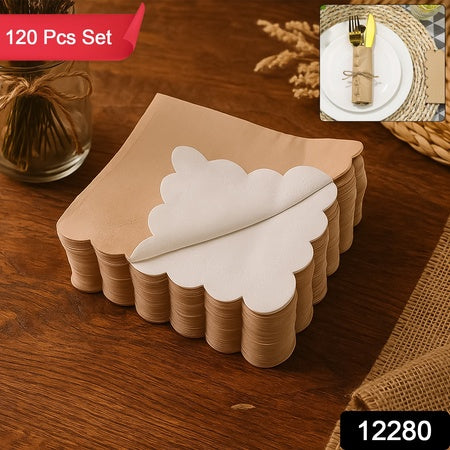 Disposable Scalloped Edge Tissue Napkins Set (120 Pc)