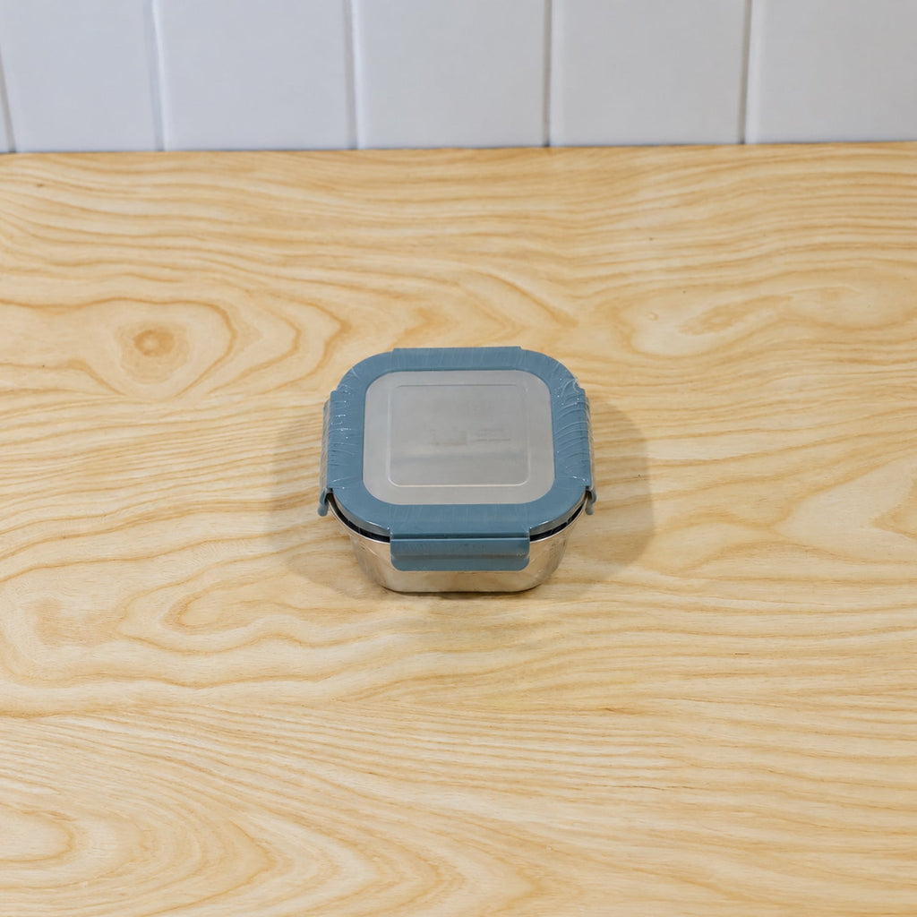 Apex Square Steel Food Container 300 Ml With Clip Lock Lid Lunch Box (1 Pc)