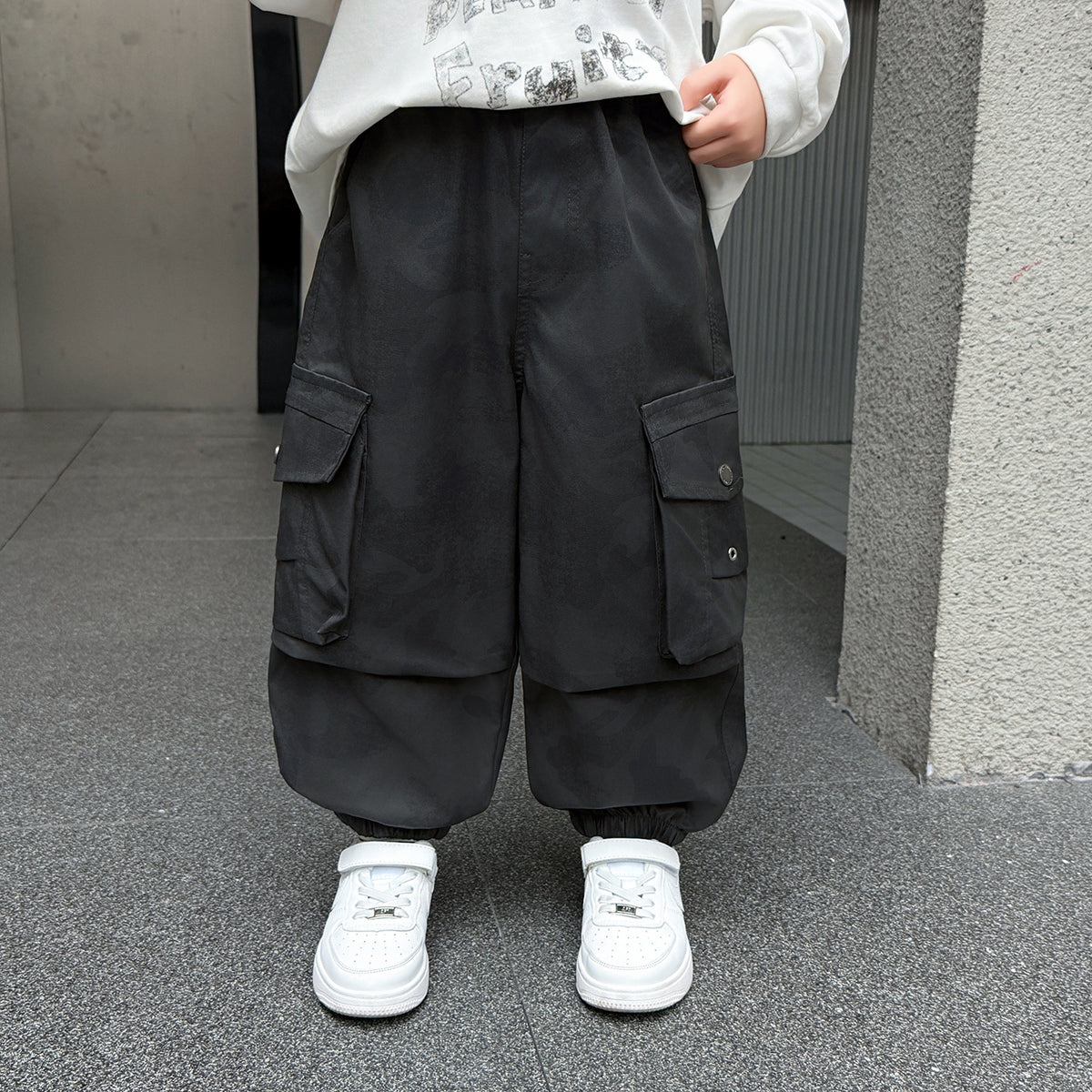 Boys Camo Cargo Pants Casual Long Trousers