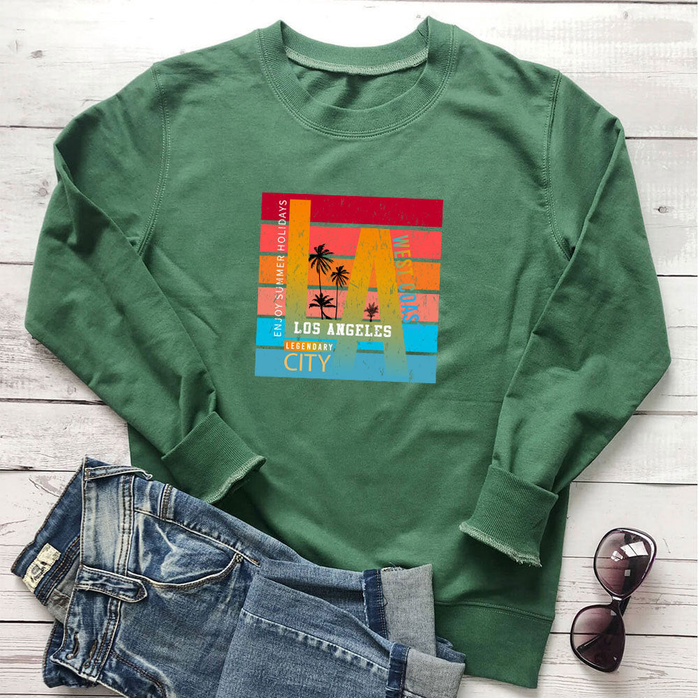 Enjoy Summer Holidays letter printed long sleeved hoodie