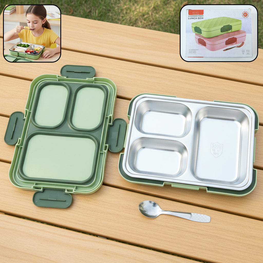 Fresca Stainless Steel 3 Compartment Lunch Box (1 Pc)