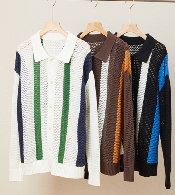 Contrast striped loose long sleeved top