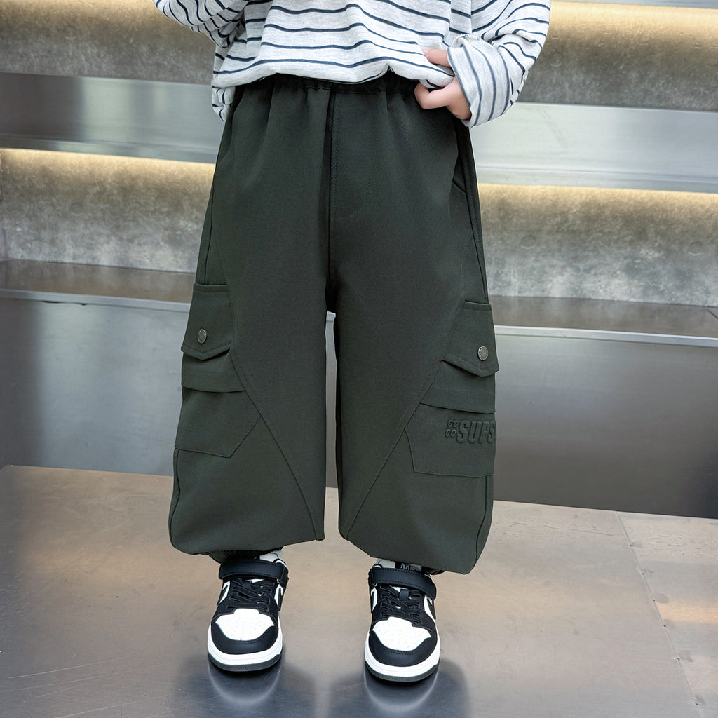 Cool Cargo Pants Boys Casual Long Trousers