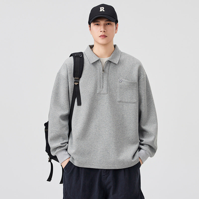 Men's Long-Sleeve Half-Zip Polo Shirt