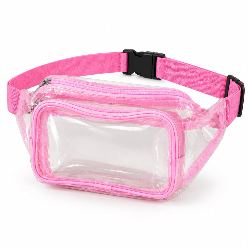 Transparent Pvc Waist Bag With Two Zip Pockets And Adjustable Strap (26x16 Cm)