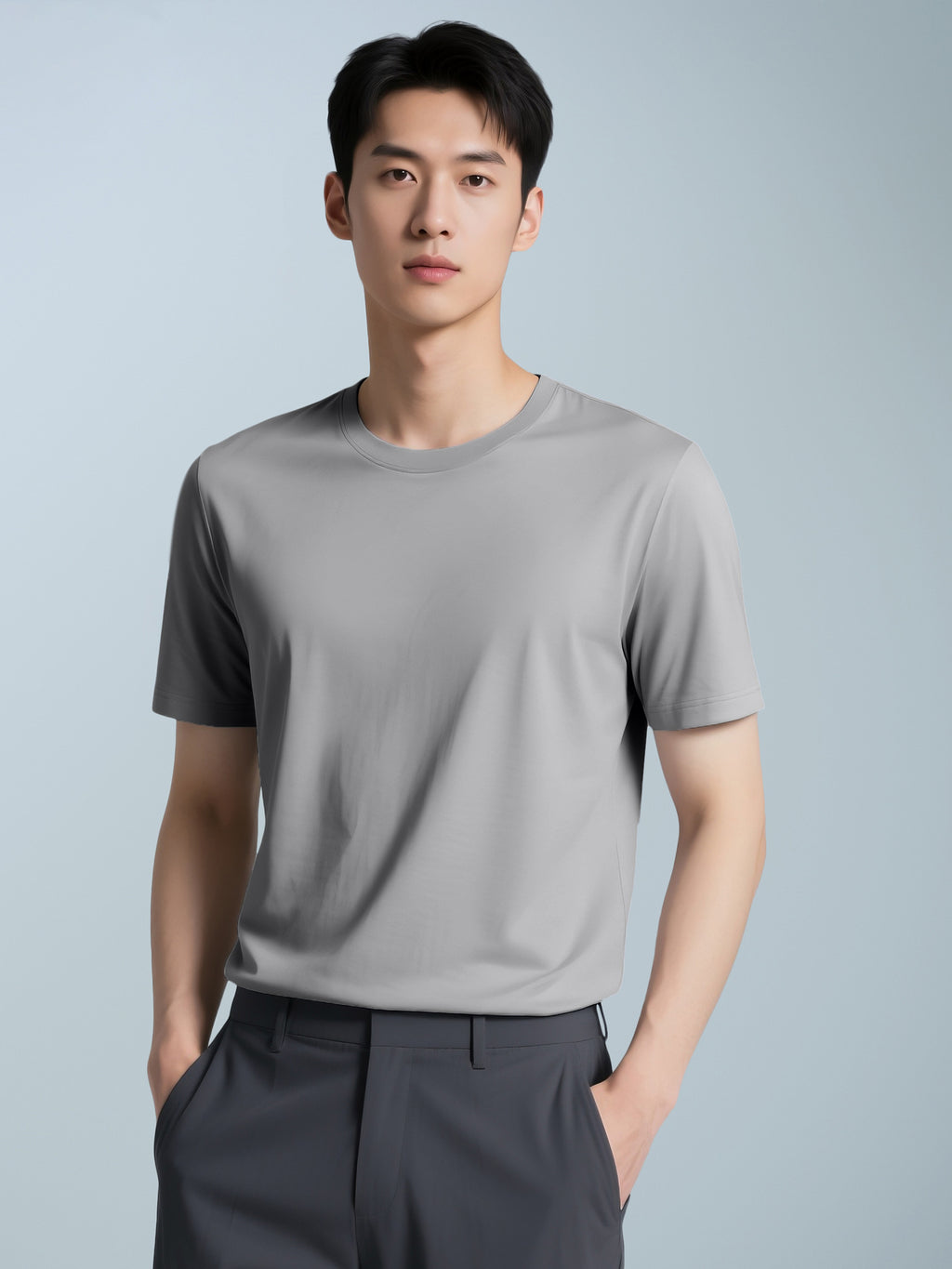 Men’s Casual Solid-Color Crew-Neck T-Shirt
