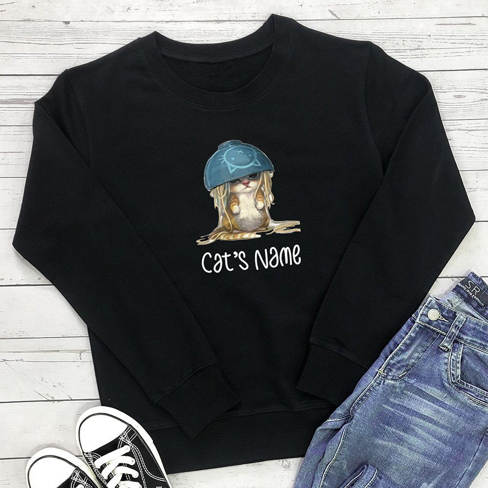 Cat's name cat noodle printed hoodie