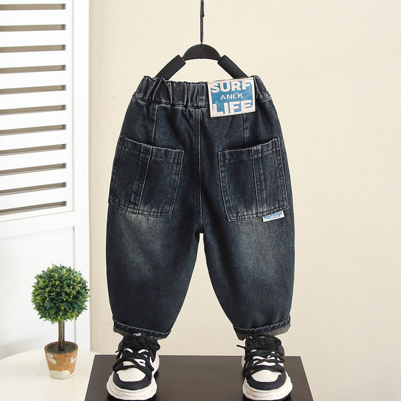 Boys Spring Autumn Casual Distressed Denim Jeans Kids Pants