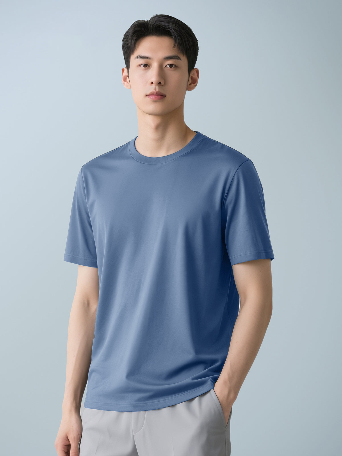 Men’s Casual Solid-Color Crew-Neck T-Shirt