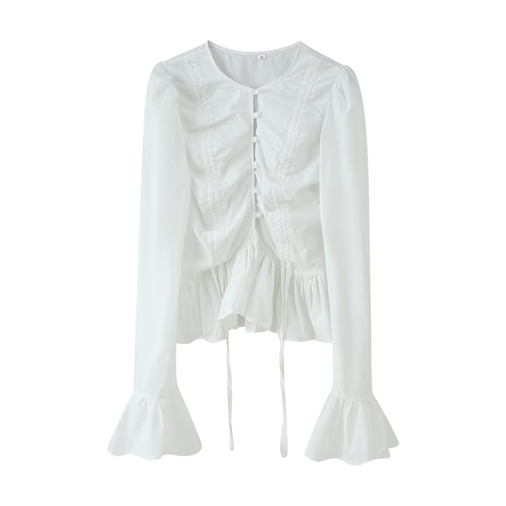 Women’s Flared-Sleeve Drawstring Shirt