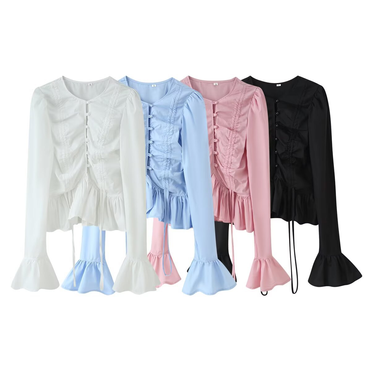 Women’s Flared-Sleeve Drawstring Shirt