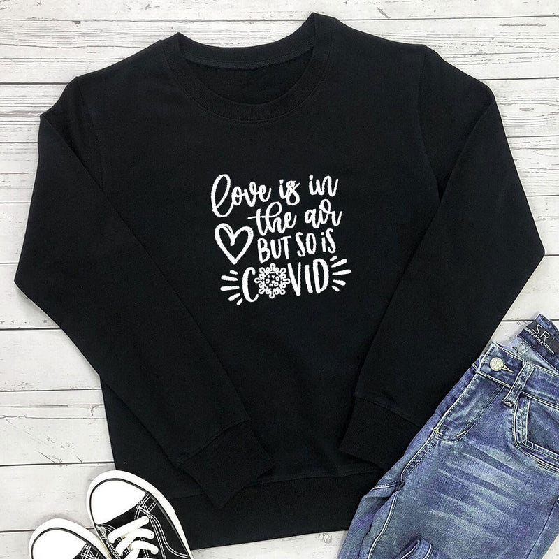 Letter printed round neck hoodie