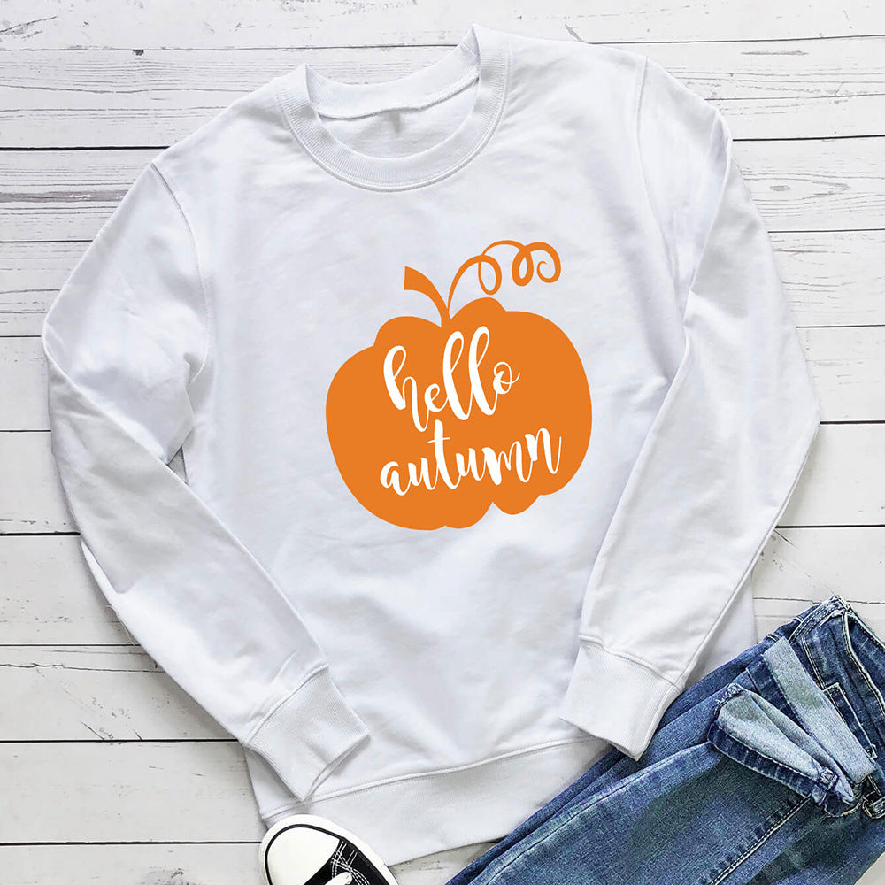 Printed Round Neck Long-Sleeve Sweatshirt