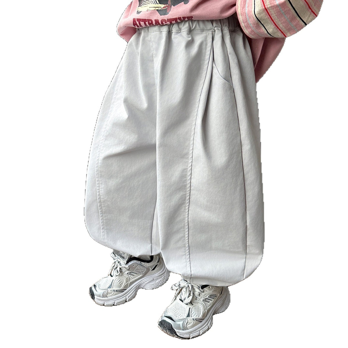 Casual Lantern Knit Sweatpants for Kids with Elastic Waist