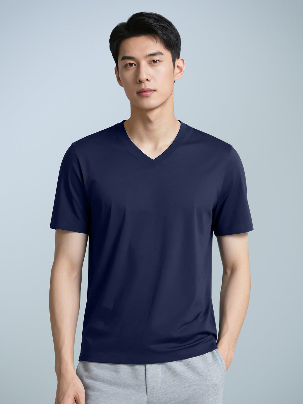 Men’s Casual Solid-Color Crew-Neck T-Shirt