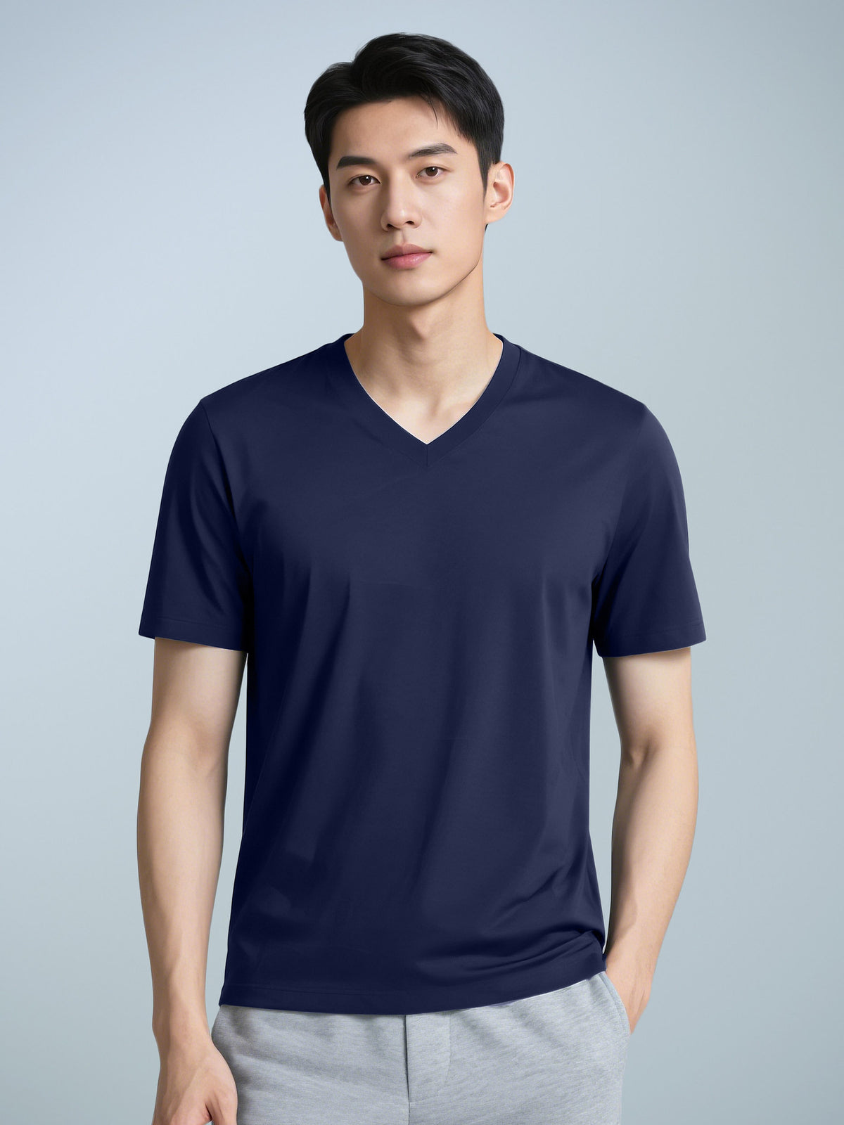 Men’s Casual Solid-Color Crew-Neck T-Shirt