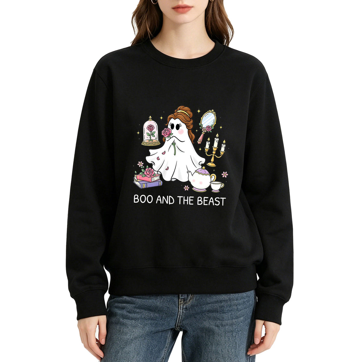 Printed round neck hoodie
