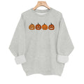 Pumpkin pattern printed round neck fleece hoodie