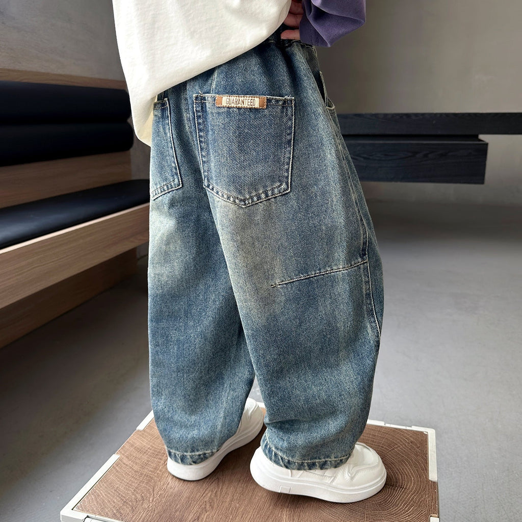 Boys Casual Straight Leg Loose Fit Denim Jeans