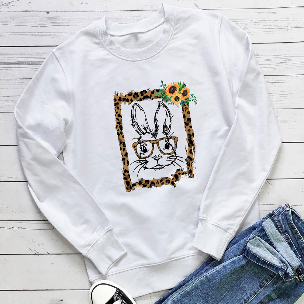 Sunflower print round neck long sleeved sweatshirt