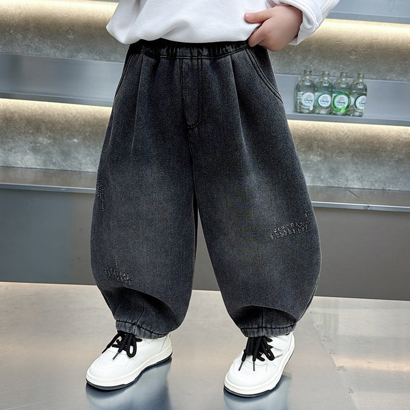 Trendy Casual Boys' Loose Denim Curved Leg Jeans