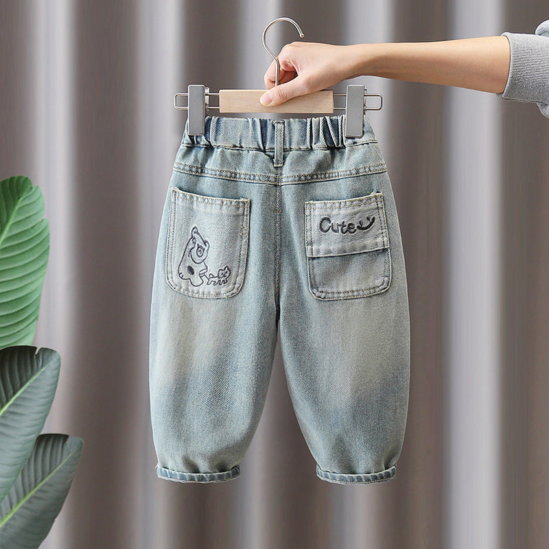 Casual Boys Light Wash Denim Jeans Relaxed Fit Long Pants