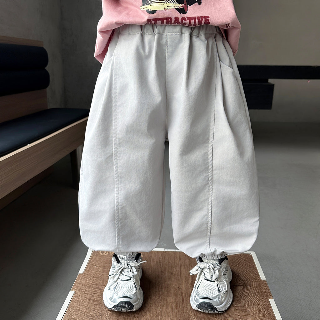 Casual Lantern Knit Sweatpants for Kids with Elastic Waist