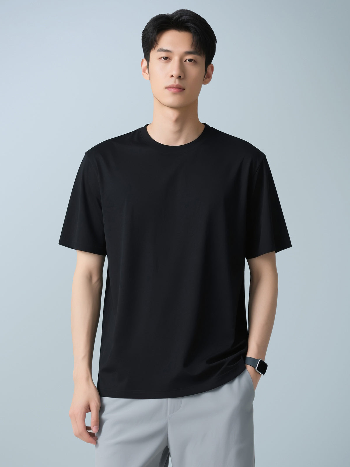 Men’s Casual Solid-Color Crew-Neck T-Shirt
