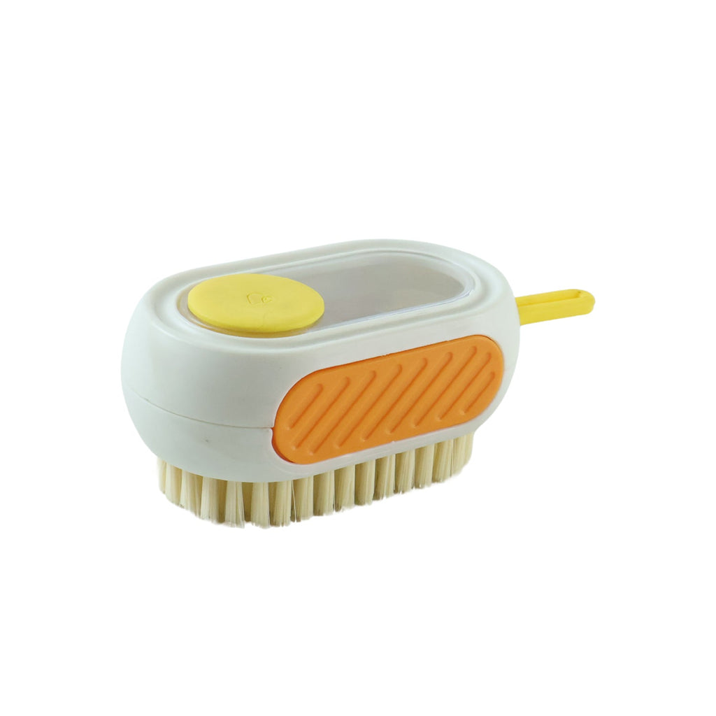 Plastic Cleaning Brush With Soap Dispenser Rubber Grip And Dense Bristles (1 Pc)