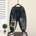 Boys Spring Autumn Casual Distressed Denim Jeans Kids Pants