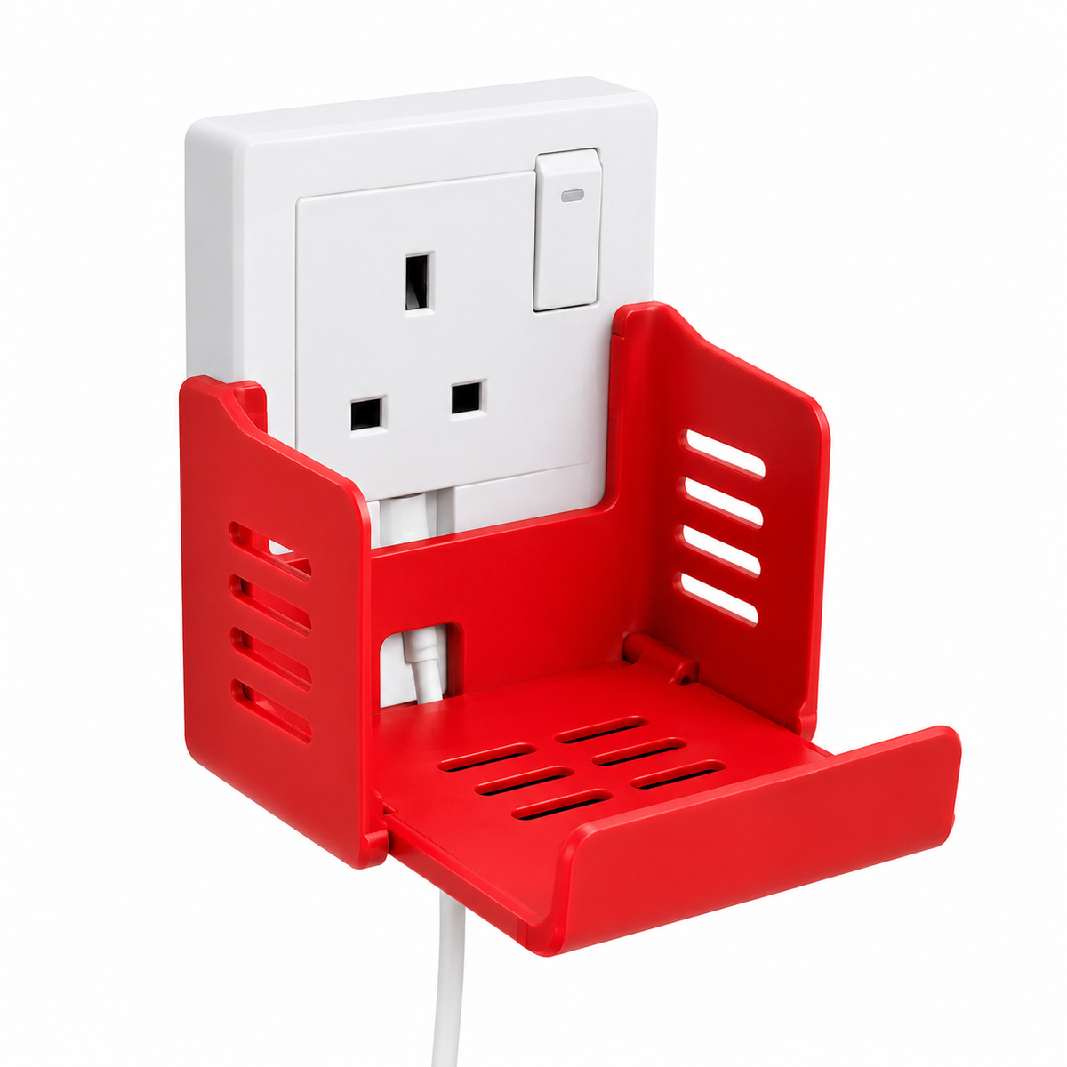 Red multi-purpose wall holder stand for mobile charging