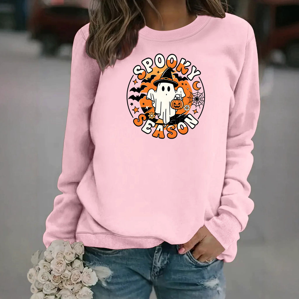 Men’s Ghost Print Round-Neck Fleece Hoodie