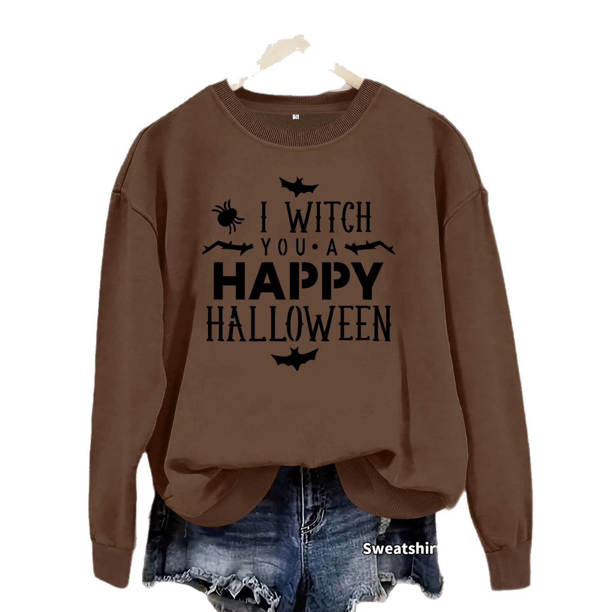 Printed round neck fleece hoodie