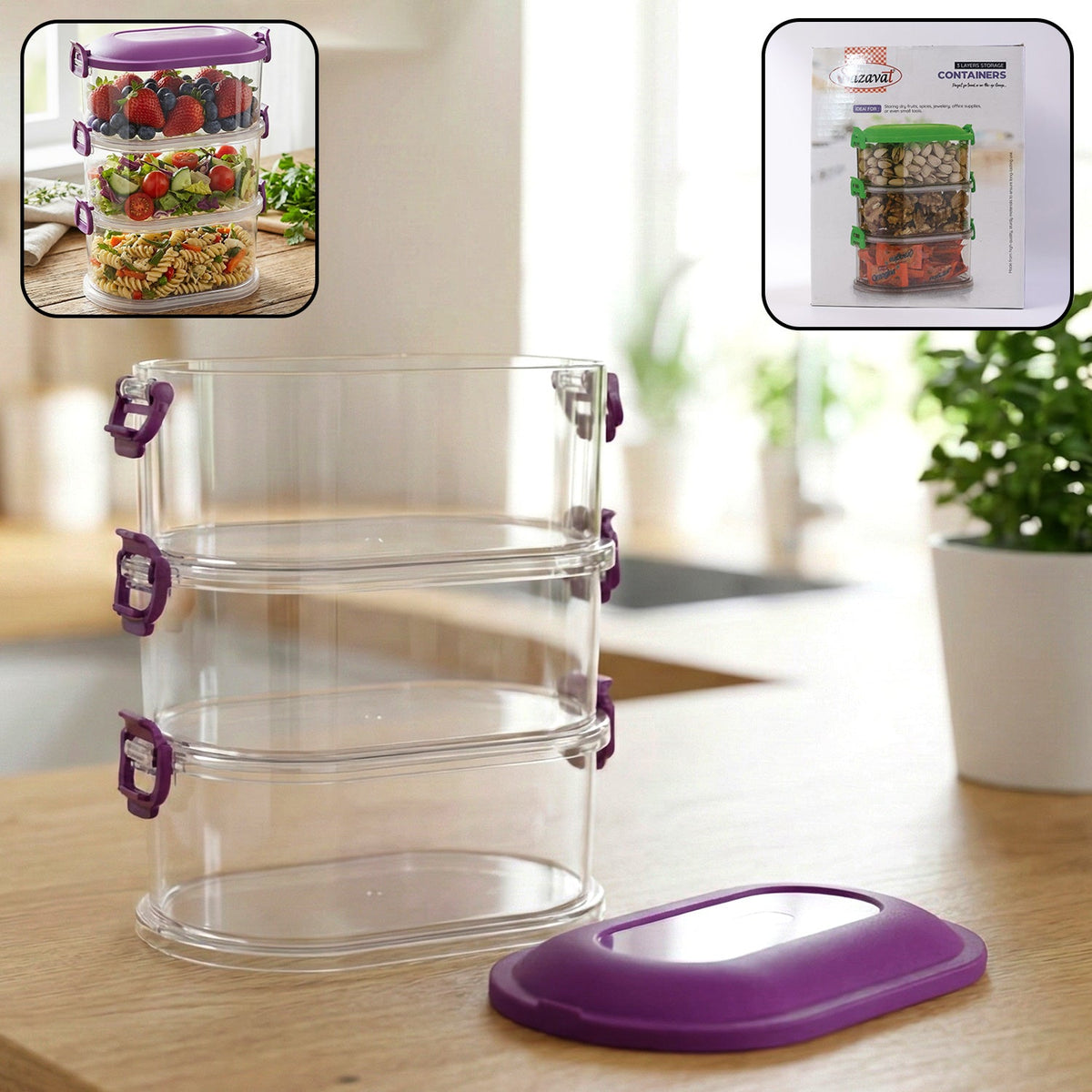 3 Layer Stackable Airtight Food Storage Container Set
