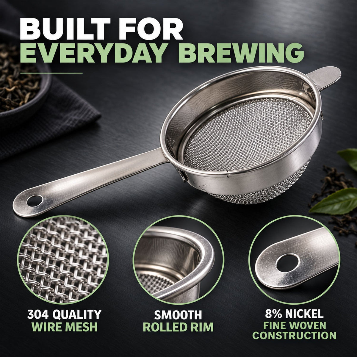Apex Stainless Steel Tea Strainer No 3 With Long Handle Fine Mesh Chalni (1 Pc)