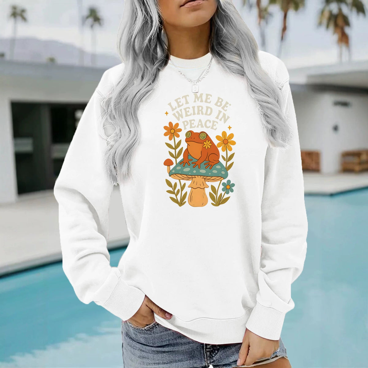 Frog and Mushroom Printed Hoodie