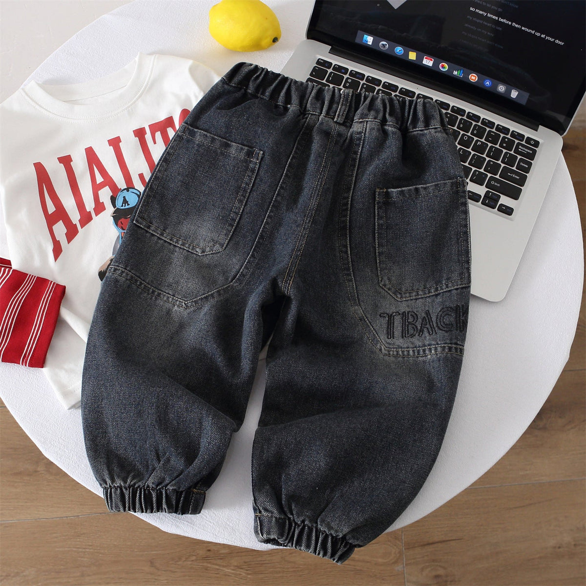 Boys Cuffed Ankle Denim Pants