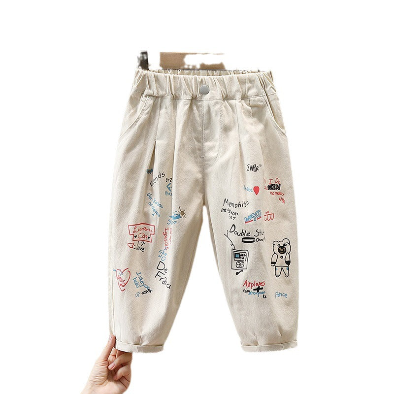 Boys' Casual Loose Cargo Pants