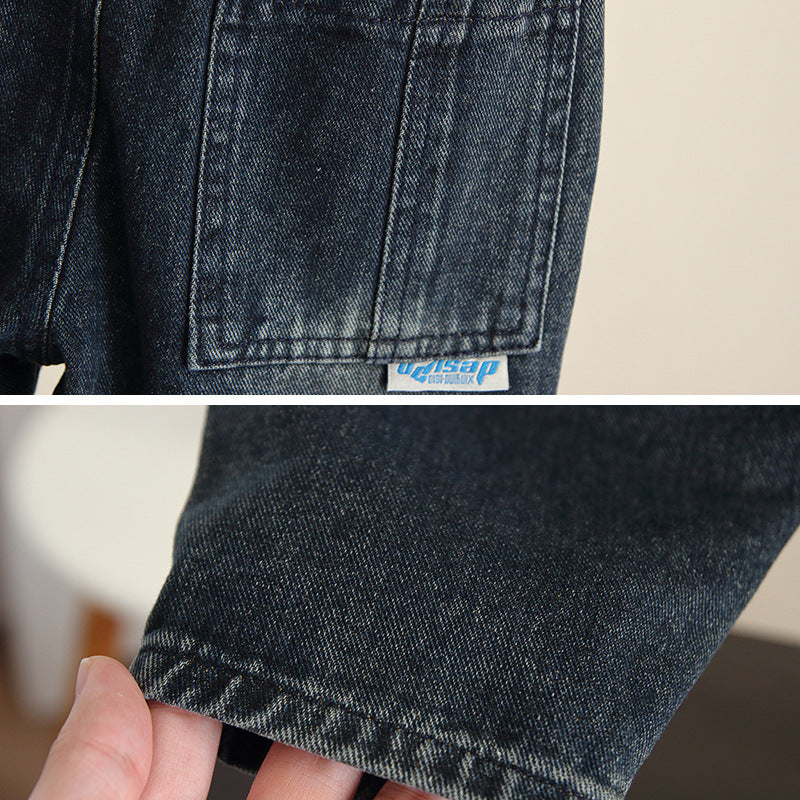 Boys Spring Autumn Casual Distressed Denim Jeans Kids Pants
