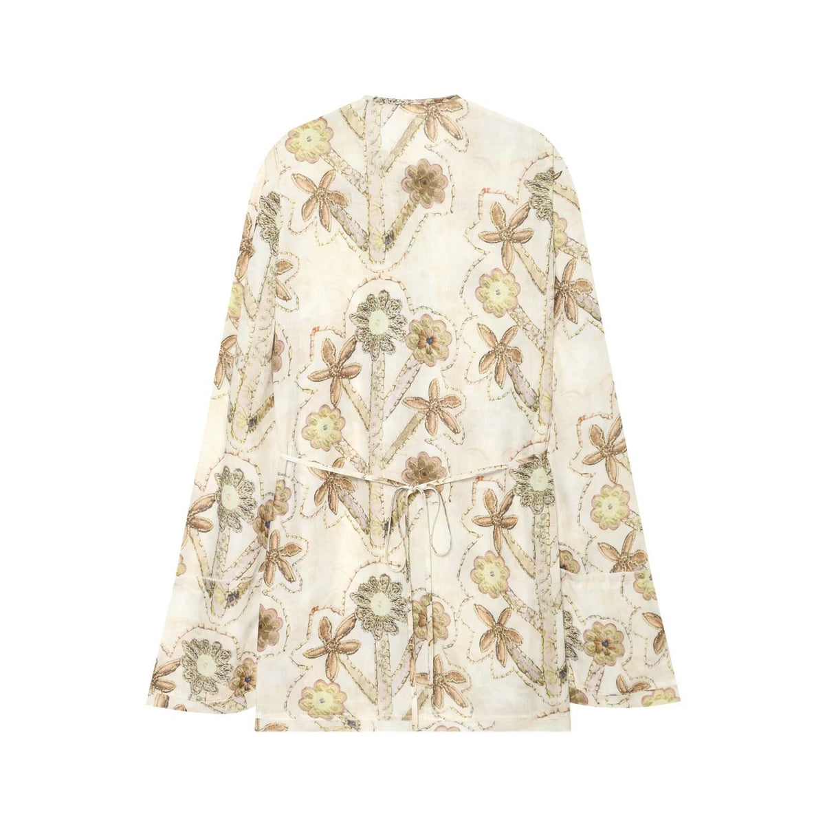 Front lace up printed long sleeved shirt top for women