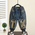 Retro Straight Leg Denim Pants for Boys