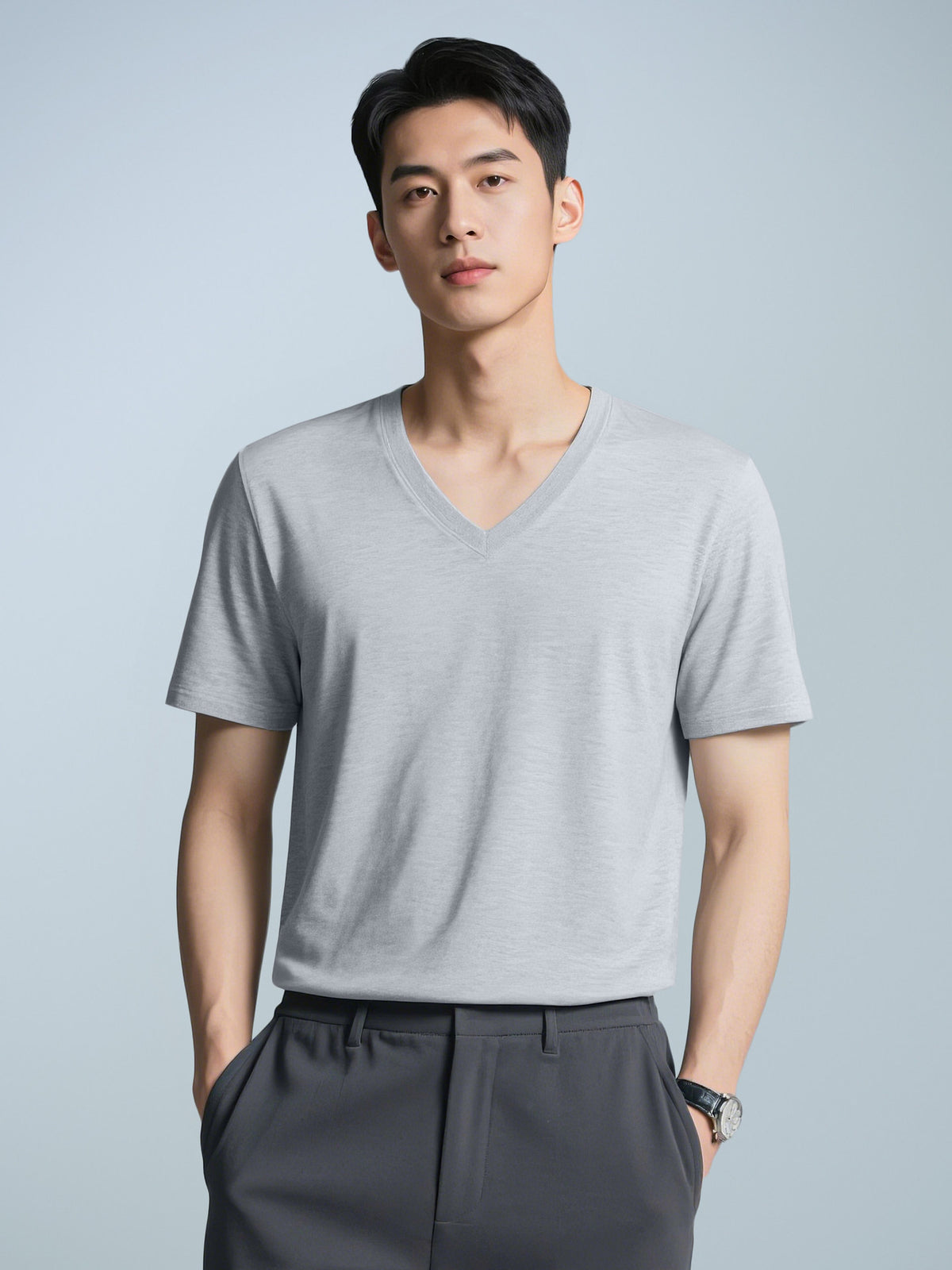 Men’s Casual Solid-Color Crew-Neck T-Shirt